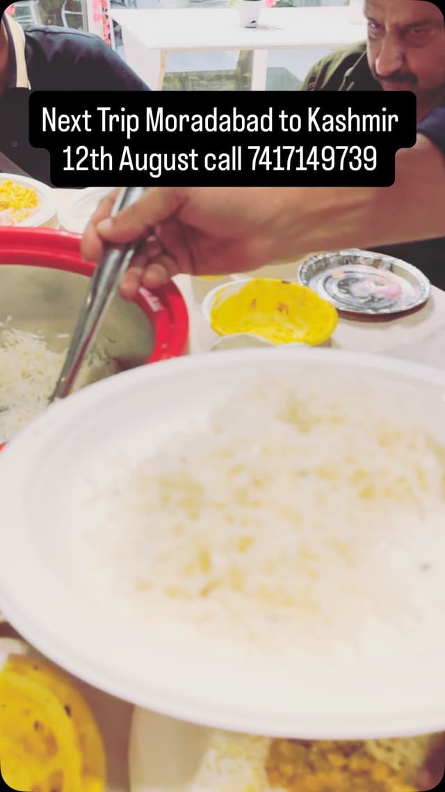 Rice and dal served on the Khan Tours Kashmir trip